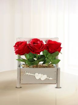 Ekhasa - Rose Flower Vase Pot with Artificial Flowers