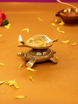Ekhasa - 100% Pure Brass Tortoise Diya for Puja