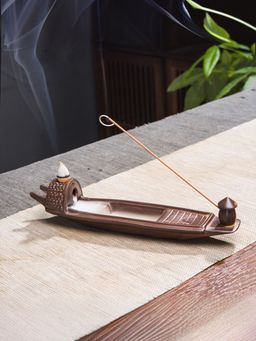 Ekhasa - Ceramic Agarbatti Stand Backflow Smoke Fountain with Ash Catcher