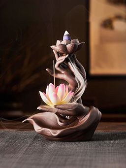 Ekhasa - Ceramic Agarbatti Stand Backflow Smoke Fountain with Ash Catcher