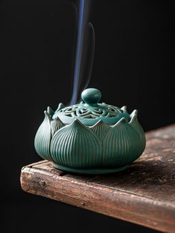 Ekhasa - Ceramic Dhoop Dani Loban Burner Holder Stand Green