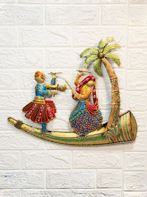 Ekhasa Rajasthani Dancers Metal Wall Art Sculpture