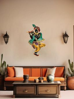 Ekhasa - Krishna Metal Wall Hanging Rajasthani Wall Art Sculpture