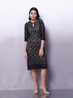 AAREIN - Women Lace Sheath Dress - Black