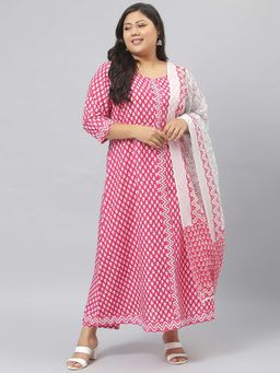 Stylum - Womens Printed Cotton Kurta And Dupatta Set (set Of 2)