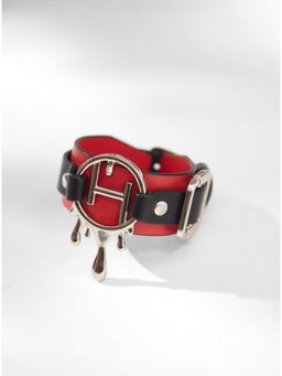 Outhouse - Drip Oh Monogrammed Leather Bracelet In Crimson Crush