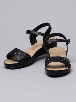 Biba - Laser Cut Black Sandals