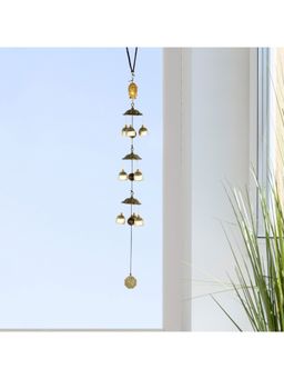 HomeTown - Jewel Metal Buddha Windchime in Antique Gold Colour