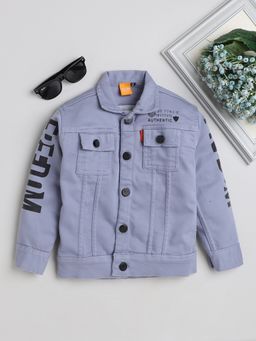Mini Stitch - Full Sleeves Solid Denim Jacket For Boys -Airforce