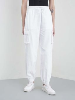 ELLE - Women White Solid Joggers