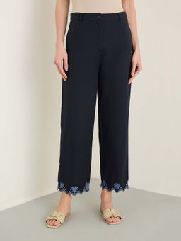 ELLE - Womens Navy Blue Trouser