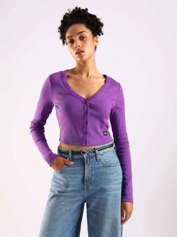 Calvin Klein - Regular Fit Cotton V-Neck Crop Top