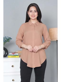 MLADA - Bronze Rayon Regular Fit Solid Three Fourth Sleeves Shirt