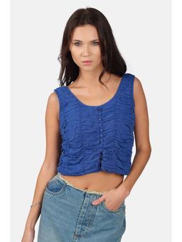 Virgio - Solid Viscose Ruched Scoop Neck Sleeveless Crop Top For Women