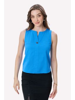 Virgio - Solid Cotton High-Low Sleeveless Top For Women