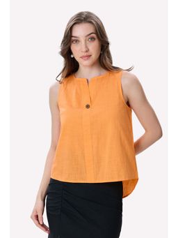 Virgio - Solid Cotton High-Low Sleeveless Top For Women
