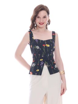 Virgio - Cotton Satin Top With Peplum For Women