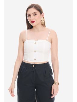 Virgio - Cotton Satin Tube Crop Top And Gold Buttons For Women