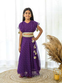 Fairies Forever - Purple Bandhej Designer Lehenga with Choli (Set of 2)