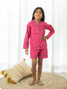 Fairies Forever - Pink Poplin Cotton Night Dress with Shorts (Set of 2)