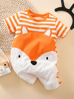 Hopscotch - Boys Orange Graphic Print Romper