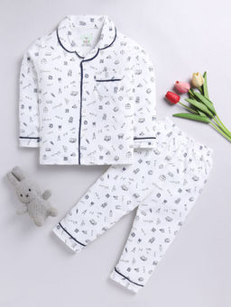 Hopscotch - Unisex White All-Over Print Shirt and Pajama Sleepwear Set