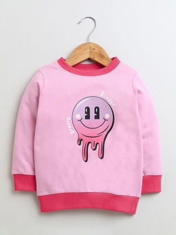 Hopscotch - Boys Pink Graphic Print Cotton Full-Sleeve Sweatshirt