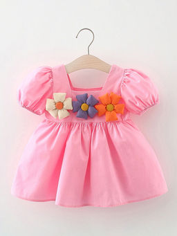 Hopscotch - Floral Applique Casual Dress