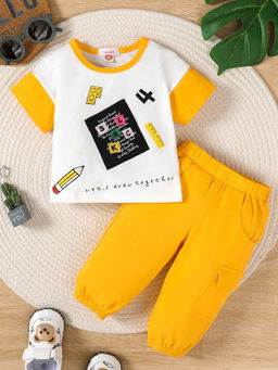 Hopscotch - 2-Piece Text Print T-shirt and Jogger