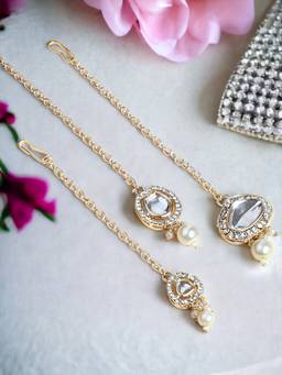 OOMPH - Combo of 3 Gold Kundan Jadau Maangtikka - Occasion-Wear