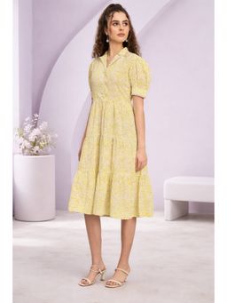 TULSATTVA - Green Blossom Tiered Midi Dress