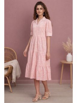 TULSATTVA - Blush Floral Tiered Midi Dress