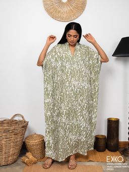 EKKO - Green Linen Kaftan Maxi Dress