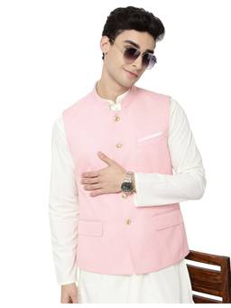 AD By Arvind - Men Solid Pink Bundi