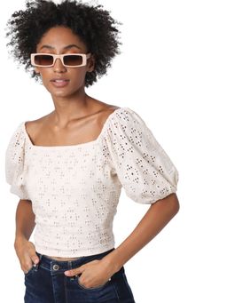 ONLY - Women Embroidered Beige Top
