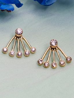 Lilly & Sparkle - Gold-Plated Pink Stone-Studded Contemporary Studs Earrings