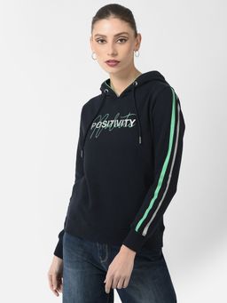 CRIMSOUNE CLUB - Women Navy Blue Positivity Sweatshirt