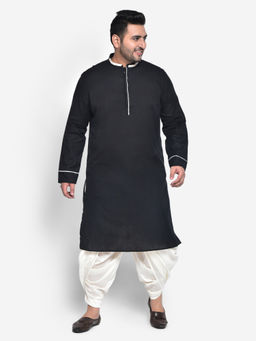KISAH PLUS - Cotton Blend Black Kurta (Set of 2)
