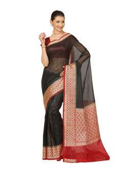 Banarasi Silk Works - Women Black Organza Saree with Unstitched Blouse