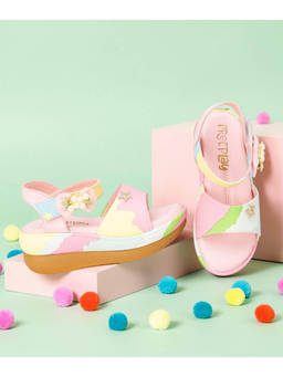 FREEPLAY - Girls Printed Bow Detailed Comfort Pink Sandals