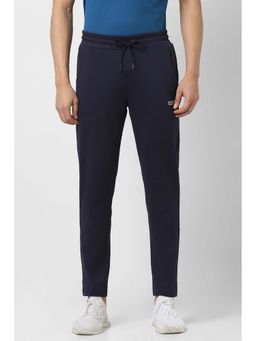 Van Heusen - Men Navy Blue Textured Slim Fit Casual Trackpant