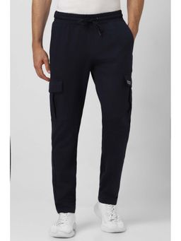 Van Heusen - Men Navy Blue Solid Slim Fit Casual Trackpant