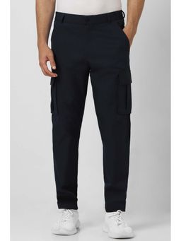 Van Heusen - Men Navy Blue Solid Regular Fit Casual Trackpant