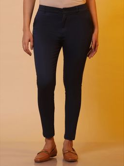 Aurelia - Women Blue Solid Blended Fabric Pant