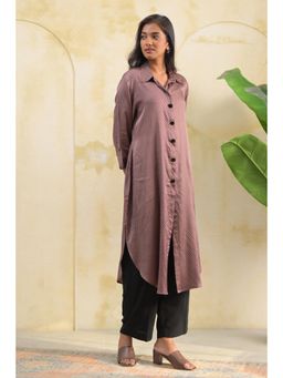 Doree By Rinkie - Women Polyester Brown Printed Kurta with Pant