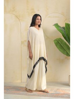 Doree By Rinkie - Women Georgette Ivory Embellished Cape with Palazzo
