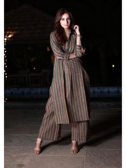 NUCHIC - Women Multi Colour Kalamkari Strip Kurta with Palazzo