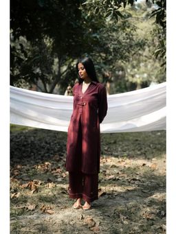 NUCHIC - Women Wine Kurta with Pant