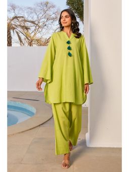 Tara-C-Tara - Green Solid Farsi Salwar Co-Ord Set