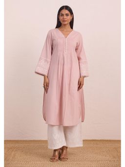 Tara-C-Tara - Blush Pink Pintuck Embellished Kurta and Palazzo